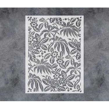 Imagem de GSS Designs Estênceis de folhas tropicais grandes 40,6 x 61 cm para pintura em tela de madeira, papel, tecido, parede, reutilizável, faça você mesmo, estênceis de artesanato para pintar flores e
