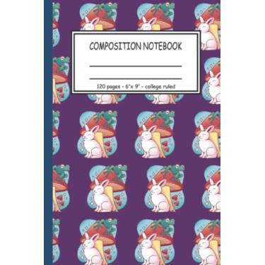 Imagem de Frog with rabbit and mushroom composition notebook: 120 pages college ruled journal 6x9 in, a5 - to plan, organize and make notes: Get your 6x9 frog ... gift for all flying mushroom fans and fun