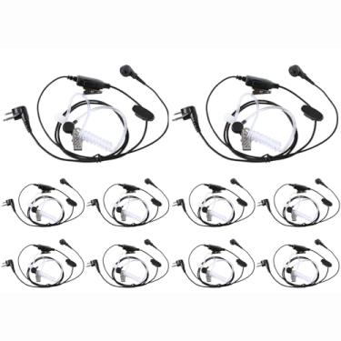 Imagem de DLECNFUN Fone de ouvido Walkie Talkie com microfone, design trançado de nylon, fones de ouvido de rádio bidirecionais com cabo para dispositivos de escuta Motorola para fones de ouvido de tubo