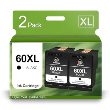 Imagem de Cartuchos de tinta preta 60XL de substituição para HP 60 60XL pacote combo de alto rendimento para impressora PhotoSmart C4680 C4780 C4795 D110a DeskJet F4480 F4440 Envy 100 110 120 (2 preto)