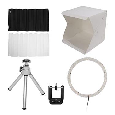 Imagem de Vomeko Mini Photo Studio Light Box, caixa de luz portátil para estúdio fotográfico, tripé de pano de fundo Mini kit de estúdio fotográfico dobrável, para joias e pequenos itens