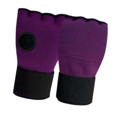 Imagem de kowaku Gel boxe mão envolve luvas internas tiras de pulso rápido macio meio dedo luvas para exercício mma muay thai sparring kickboxing, Roxo
