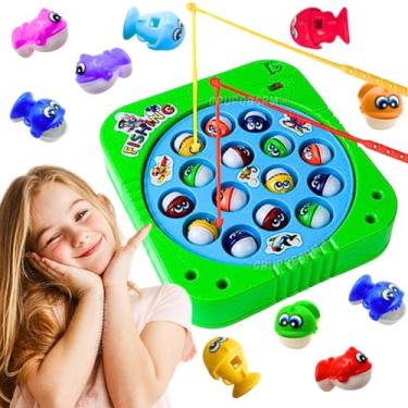 Imagem de Jogo Pega Peixe retro classico o mar tá pra peixes Brinquedo educativo Jogos de Tabuleiro infantil para familia presente criança 3 anos menino menina com varinha de pescar anzol