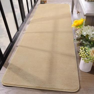 Imagem de Tapetes felpudos de 5 x 10 cm para quarto, tapete macio pequeno bege para cozinha, tapete lavável de espuma viscoelástica engrossado, corredores para corredores, decoração de quarto de bebê, decoração