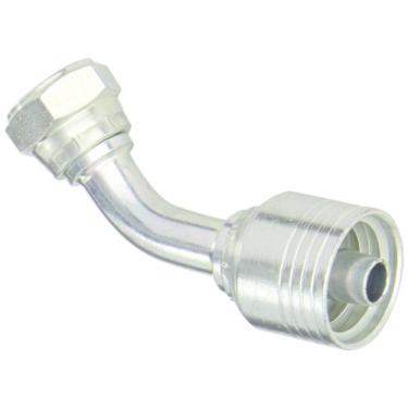 Imagem de Aeroquip 1B8BFA8 Aço Carbono Global TTC12 (Através da Capa) Encaixe de Mangueira de Crimpagem BSPP Feminino Giratório, Cotovelo de 45 graus, ID de Mangueira de 1/2", Tamanho do Tubo de 1/2"