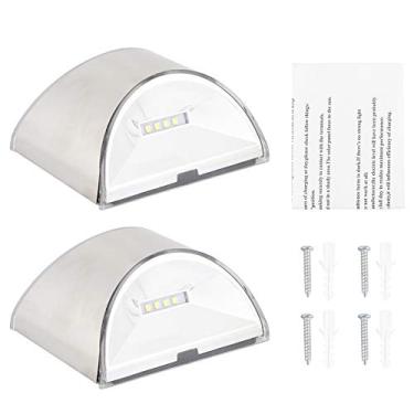 Imagem de A cerca solar de aço inoxidável ilumina quatro LEDs ultrabrilhantes, controle de luz automático, instalação rápida, IP55 anti-água para pátio, caminho de jardim (9x1x2in)