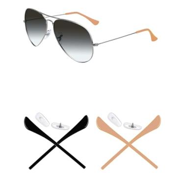 Imagem de Mryok 2 pares de kits de substituição de peças de nariz para Ray-Ban Aviator RB3025 55 mm/58 mm/62 mm/RB3362 59 mm - Carne e preta