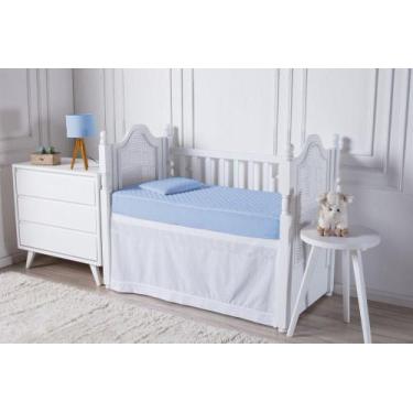 Imagem de Protetor de colchão impermeável matelado berço - azul claro - Aquarela