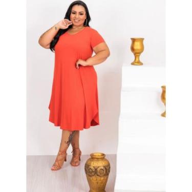 Imagem de Vestido Midi Plus Size 46 ao 54 Com Manguinha Viscolycra Altamente lev