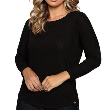 Imagem de Blusa Feminina Premium Manga Longa Canelada Tendência Gola Alta - Docc