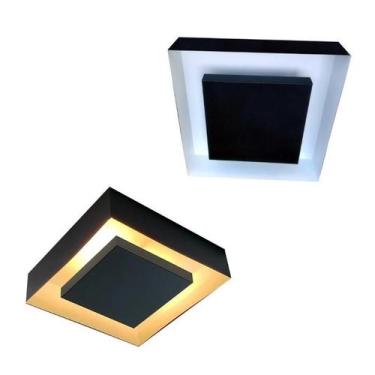 Imagem de Luminária Plafon Luz Indireta Sobrepor 30cm Preto Para 2 Lâmpadas E27 