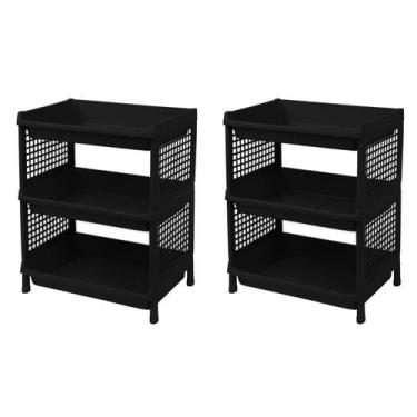 Imagem de Kit 2 Prateleira Estante De Plástico 3 Andares Multiuso Desmontável 40