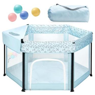 Imagem de Cercadinho Bebê Babyalwin Dobrável em Alumínio - 127x127cm com Tapete 