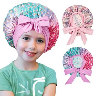 Imagem de Bonnet Infantil de Cetim Choshion - Conjunto com 2 Peças para Meninas
