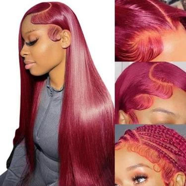 Imagem de Peruca Frontal de Renda Fiumer 99J Burgundy - Cabelo Humano 70cm, 180%