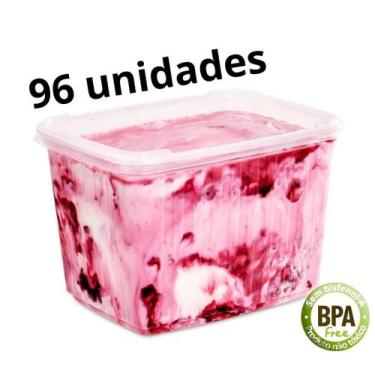 Imagem de Pote sorvete 2 litros transparente 96 unidades c/ tampa - BP Potes