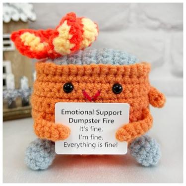 Imagem de Lixeira de crochê feita à mão, suporte emocional, presente de apoio emocional, lata de lixo queimada, presente ecológico, decoração de mesa, decoração de casa divertida, presente para amigos (laranja)