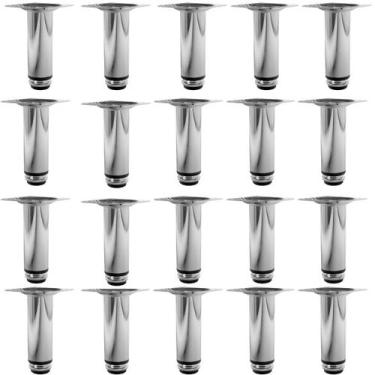 Imagem de Kit 20 Pé Para Móveis Regulável Redondo Cromado 12cm Aço - HD