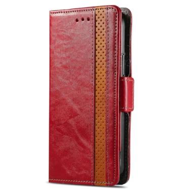 Imagem de LYJSMGZ Capa com aba para Samsung Galaxy S25 Ultra/S25 Plus/S25, carteira de couro com bloqueio de RFID, proteção total, capa interna, vermelha, S25