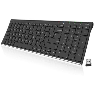 Imagem de Teclado sem fio Arteck 2.4G Ultra Slim Full Size Teclado com teclado numérico para computador/desktop/PC/Laptop/Surface/Smart TV e Windows 10/8/ 7 Con