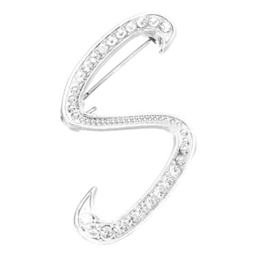 Imagem de PATIKIL Alfinetes de broche de letra, letra S broches de strass metal cristal alfabeto A-Z broche de lapela para mulheres joias presente terno roupas chapéu vestido casaco artesanato, tom prata