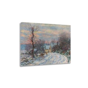 Imagem de "L'entrée De Giverny En Hiver" de Claude Monet pinturas famosas impressão em tela Monet reprodução de pintura a óleo arte de parede em tela para sala de estar 60 x 75 cm emoldurada