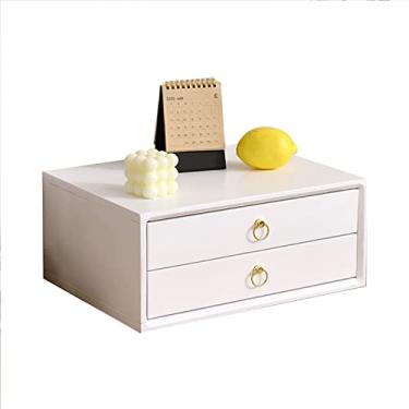 Imagem de Arquivo de mesa - caixa de armazenamento de mesa com gavetas, arquivador de mesa de madeira, caixa de armazenamento organizadora de secretária de várias camadas com gavetas, para