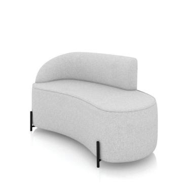 Imagem de Sofá 2 Lugares Orgânico 140cm Pé Ferro Preto Morgan Linho Cinza D03 - D`rossi