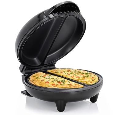 Imagem de Elite Gourmet Omelete antiaderente EOM205, frittata, máquina de bolso para lanches, café da manhã gourmet, máquina de sobremesa, 2 porções individuais, preto