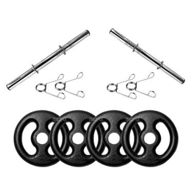 Imagem de Kit Completo Musculação 8Kg em Anilhas com 2 Barras Fitness 40cm - SEP