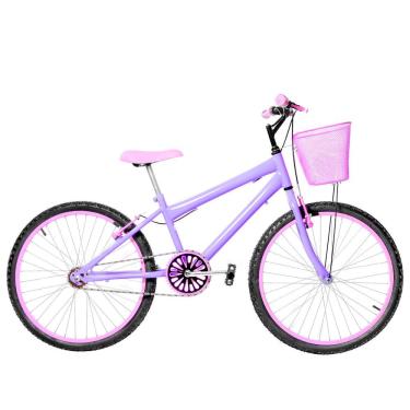 Imagem de Bicicleta Feminina Aro 24 Alumínio Colorido Cor Lilás E Rosa
