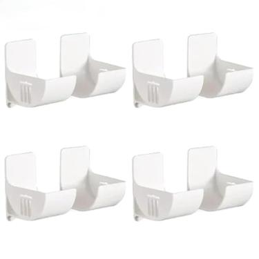 Imagem de Bandeja de armazenamento antiperfurante para parede, 16 peças, prateleira de cozinha, filme plástico, saco de lixo, geladeira, lateral, banheiro, quarto, prateleira de armazenamento, branca, 4 conjun