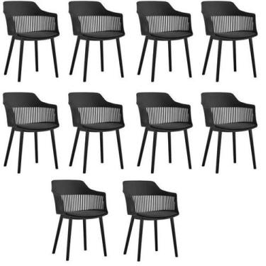 Imagem de Kit Com 10 Cadeiras Para Sala De Jantar Marcela Preto - Universal Mix
