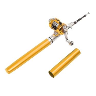 Imagem de Generic Pólo de Pesca Com Roda de Bobina, Pólo de Pesca Em Miniatura de Caneta Fácil de Usar um Profissional Requintado Leve para o Exterior (Ouro)