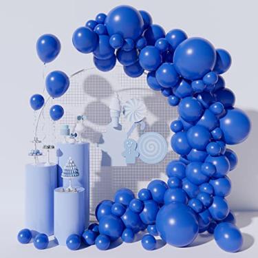Imagem de Moukiween Balões azul royal, pacote com 100 balões azul royal kit de arco de balão 45,5 cm balões azuis de diferentes tamanhos, pacote para festa náutica, aniversário de 4 de julho, casamento, revelação de gênero chá de bebê
