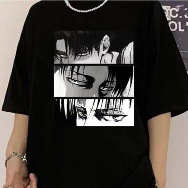 Imagem de Camisetas Oversized Attack On Titan Three Eyes Anime Japonês Hip Hop S