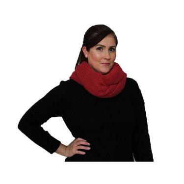 Imagem de Cachecol De Tricô Max Gola Fechada Feminina Inverno Vermelho