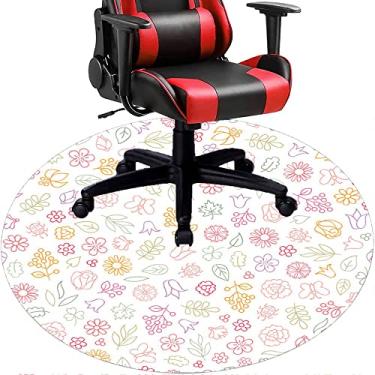 Imagem de Tapete de cadeira de escritório com flores, textura de flor, tapete de cadeira de mesa para piso de madeira de escritório em casa, protetor de piso de pilha baixa, redondo 78,7 cm
