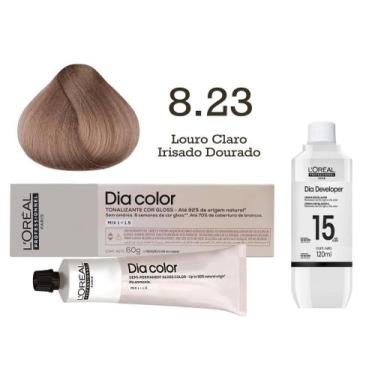 Imagem de Tonalizante Dia Color 8.23 Louro Claro Irisado Dourado + Emulsão Revel