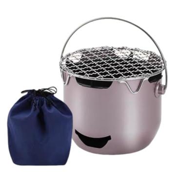 Imagem de menolana Fogão de acampamento com grelha, mini forno portátil para acampamento, queimador externo para assar, fazer chá, utensílios de cozinha para caminhadas, Roxo Rosa