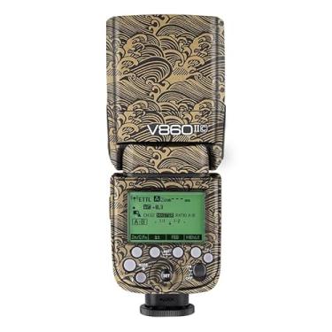 Imagem de Acessórios de fotografia para Godox V860 II Decalque Skin Vinyl Wrap Film Camera Flash Body Protective Sticker Coat V860 II (Wave Gold)