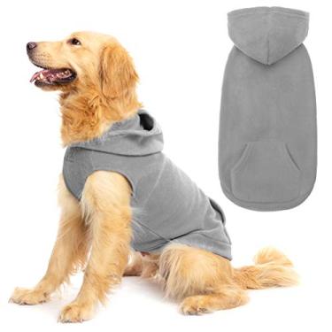 Imagem de ExpawLORER moletom com capuz de lã para cães com bolso, colete de primavera para clima frio com anel em OEXPAWLORER Medium cinza