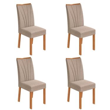 Imagem de Conjunto com 4 Cadeiras Apogeu Linho Bege e Amêndoa