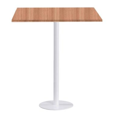Imagem de Mesa Pisa Beta Bistrô Fratini 107,50cm (A) Disco Redondo Branco Tampo MDP Quadrado Noce Nat 60cm (L)