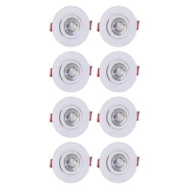 Imagem de Kit 8 Spots LED Redondo Embutir Teto 3W 6500K Branco Frio - TRAMONTINA