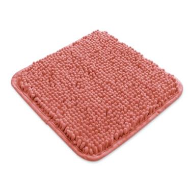 Imagem de Yeaban Tapetes de banheiro pequenos 30,5 x 30,5 cm – Tapetes de banho de chenille | Tapete de banho absorvente e lavável, antiderrapante, tapetes macios e macios para banheiro, chuveiro, pia (coral)