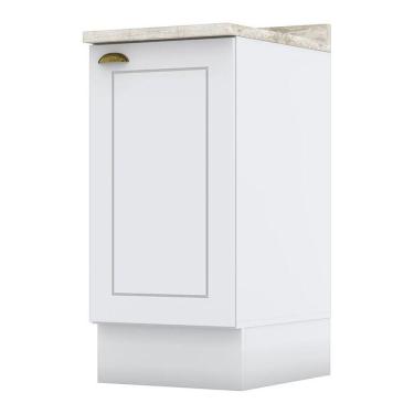 Imagem de Balcão 1 Porta 40cm Americana Branco Com Tampo Calcare - Móveis Henn Branco-calcare