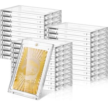 Imagem de SATINIOR 30 peças de porta-cartão magnético de 100 unidades, capa protetora transparente para cartas grossas de beisebol futebol e hóquei