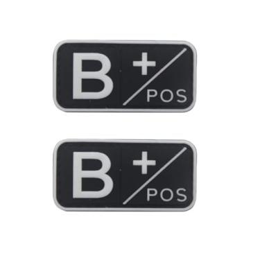 Imagem de Ruoming 2 peças externas 3D PVC borracha macia tipo sanguíneo médico, crachá de gancho de resgate, emblema de moral, acessório DIY (branco B +)