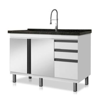 Imagem de Gabinete de Cozinha Espelhado Vitória para Pia de 1,14 m - Boatto Móve